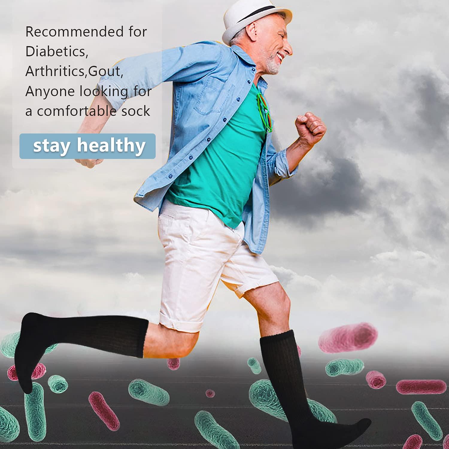 Athlemo Athlemo Diabetic Socks for Men & Women, No-Binding Knee High Socks 4 Pairs, Cushioned Sole & Seamless Toe, Soft Breathable Extra Wide Diabetic Socks