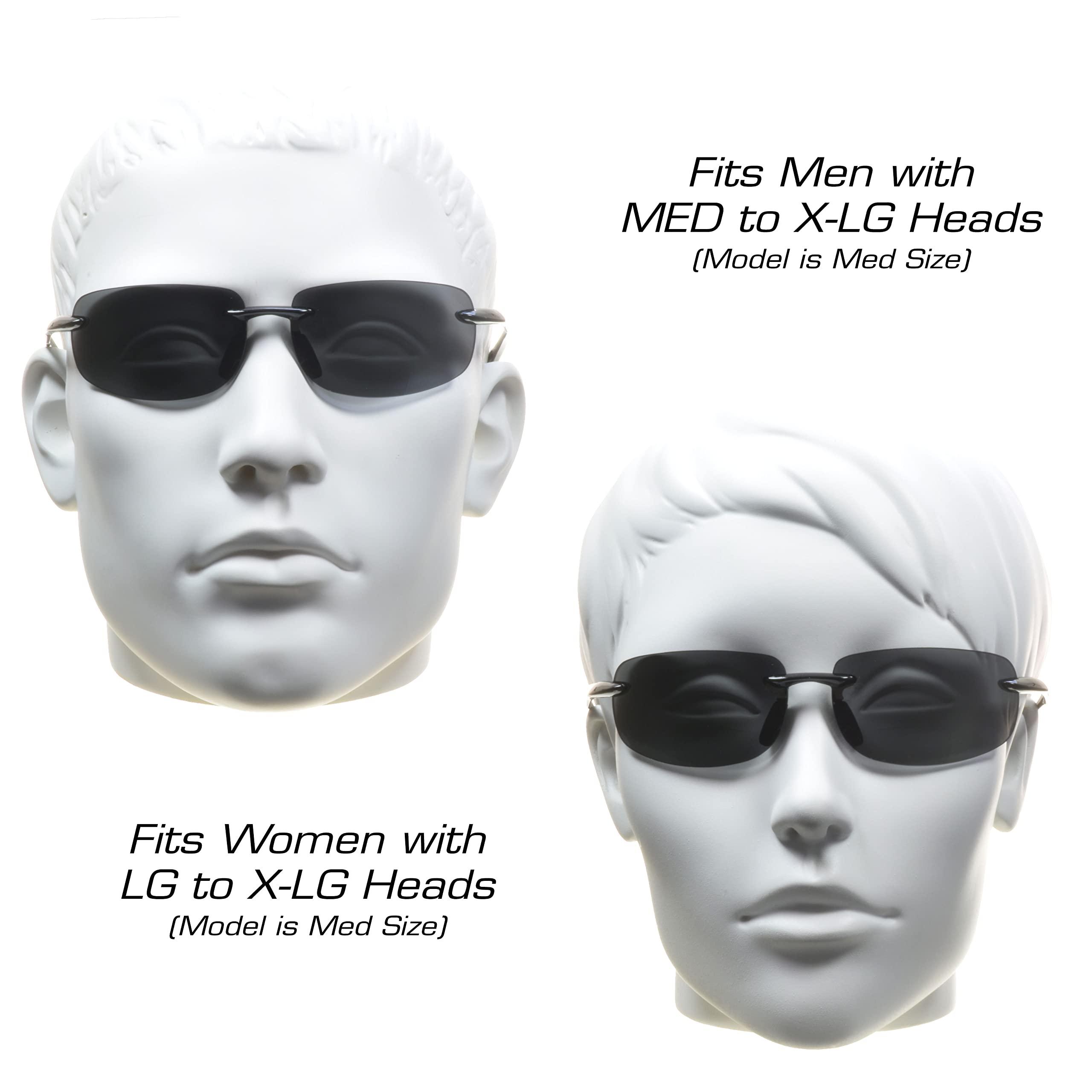 Bikershades Biker Armour Polarized Bifocal Reading +2.00 Sunglasses Rimless Wrap Around Sport TR90 Black Frame Grey Lens