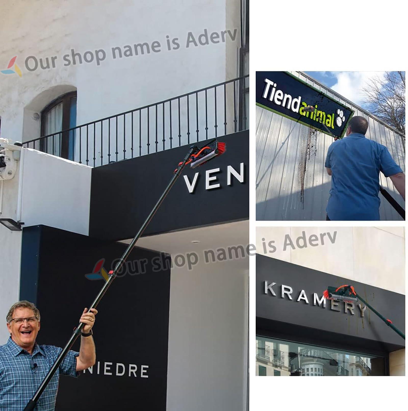 WWTSMYXGS 3.6-10.8 M Telescopic Brush, Water Fed Window Cleaning Pole, Soap Dispenser, Window Cleaning Pole, Water Fed Telescopic Brush, Window Roof Cleaning Equipment (55cm Brush,3.6M)