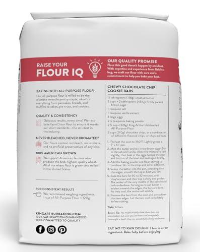 King Arthur King Arthur Organic All Purpose Artisan Flour - Premium Unbleached Wheat for Baking Bread, Pizza, Cookies & More - 5 lbs Bulk Pack of Versatile, High-Protein Baking Flour