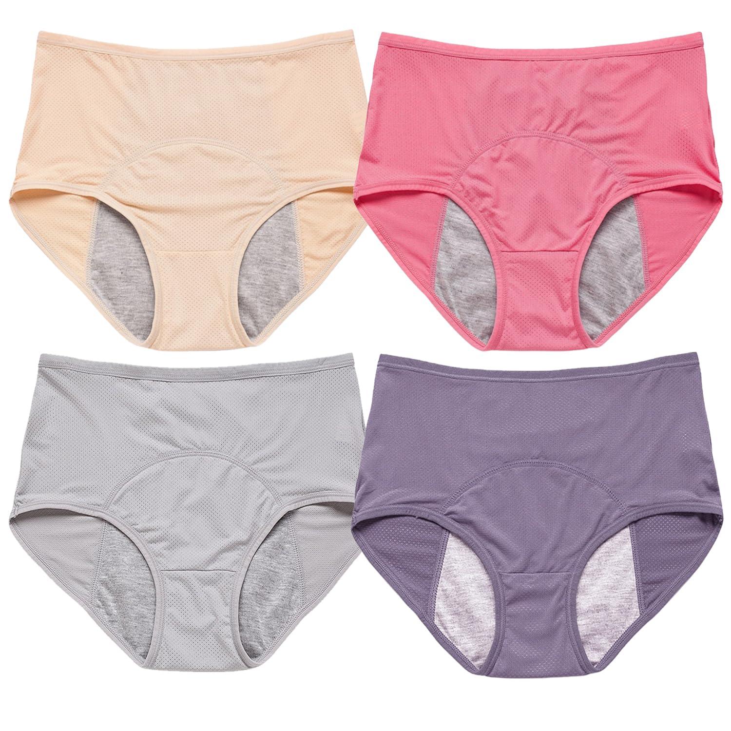 ASSOYEZ ASSOYEZ 2024 Upgrade Leakproof Ladies Underwear, Incontinence Underwear for Women, Leak Proof Panties for Women Over 60 (4Pcs-b,L)