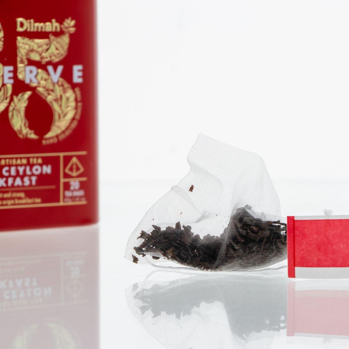 Dilmah Dilmah 85 Reserve Royal Ceylon Breakfast Black Tea Tin Caddy- Pack of 2 -Total 40 Triangular/pyramid Luxury tea bags -Bold, brisk, regal, bright & elegant morning tea