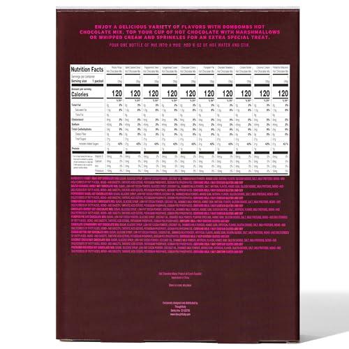 Thoughtfully BomBombs, Hot Chocolate Mix Gift Set in Mini Bottles, Flavors Include Rocky Road, Pumpkin Pie, Chocolate Cherry, Peppermint Swirl, Salted Caramel Donut & More, Sampler Set of 16