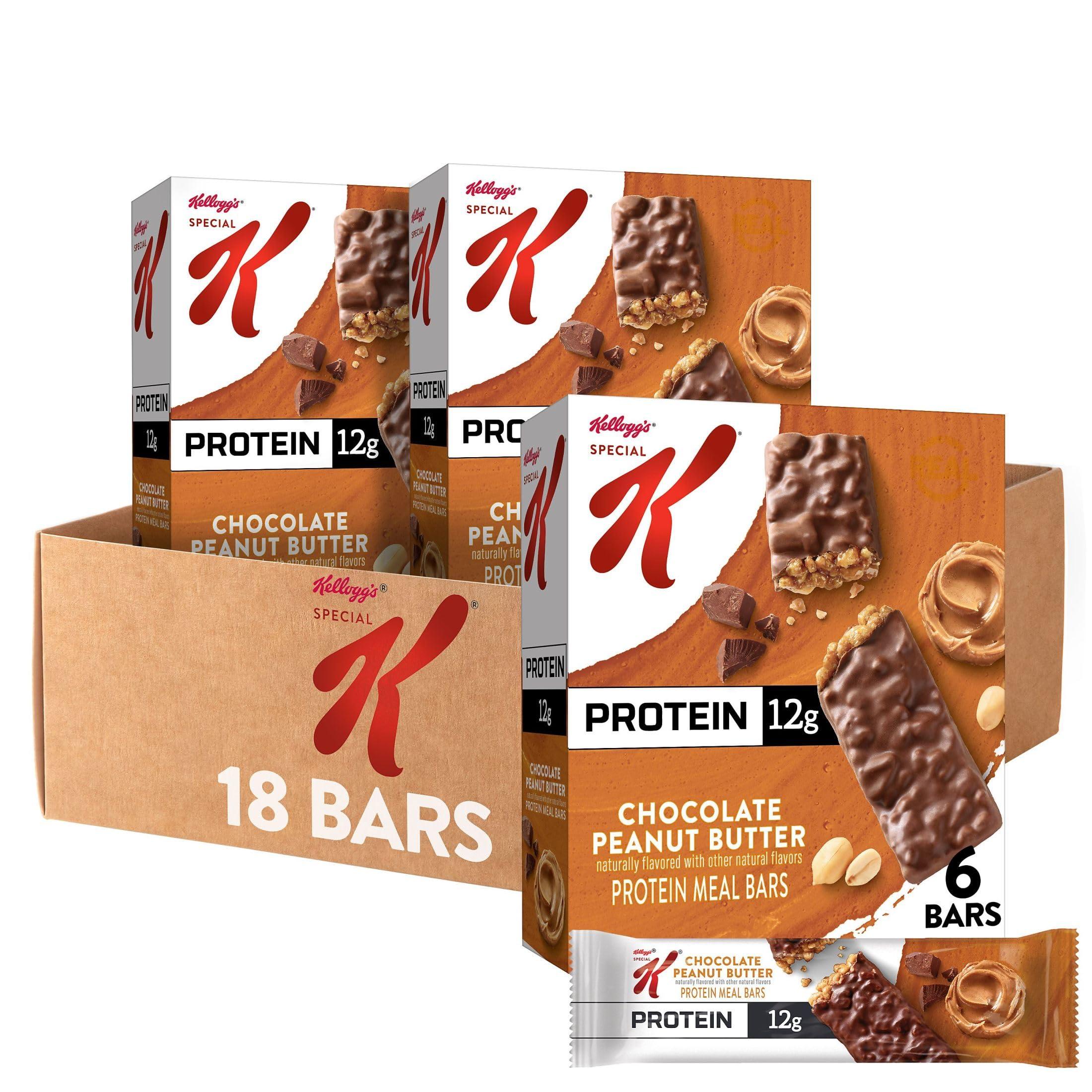 Special K Special K Bar Protein Meal Bars, 12g Protein, Meal Replacement, Chocolate Peanut Butter (3 Boxes)