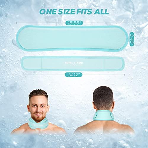 HEALSTOK Neck Ice Pack Wrap,Cervical Ice Pack,Cold Compress Ice Packs for Neck Injuries Reusable Cold & Hot Therapy Adjustable Flexible Gel Migraine Ice Head Wrap for Neck Pressure. (Ice Blue)