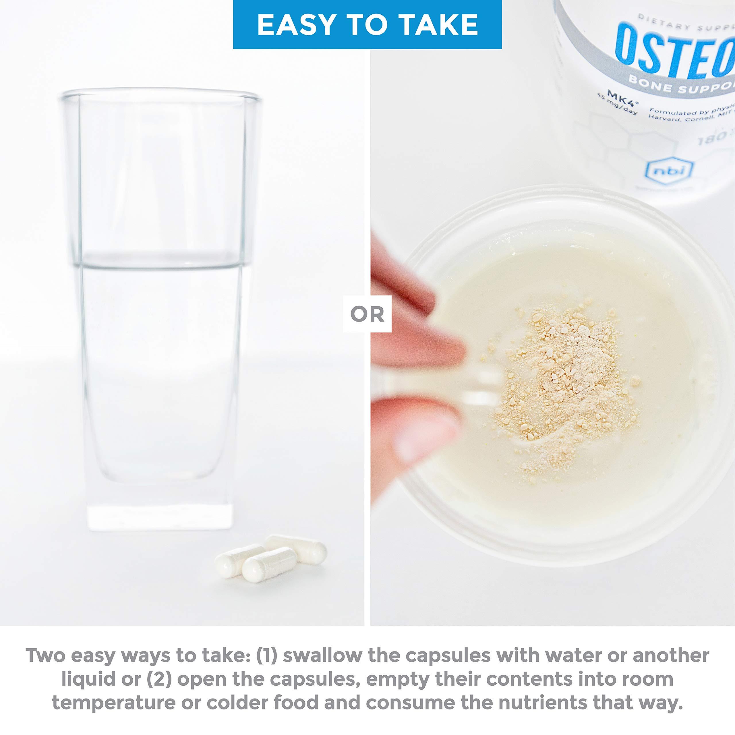 NBI NBI Osteo-K Bone Support | Vitamin D & K Complex with Calcium Citrate Supplement | 45mg Vitamin K2 (MK4) for Strong Bone Health & Function | 180ct Veggie Capsules