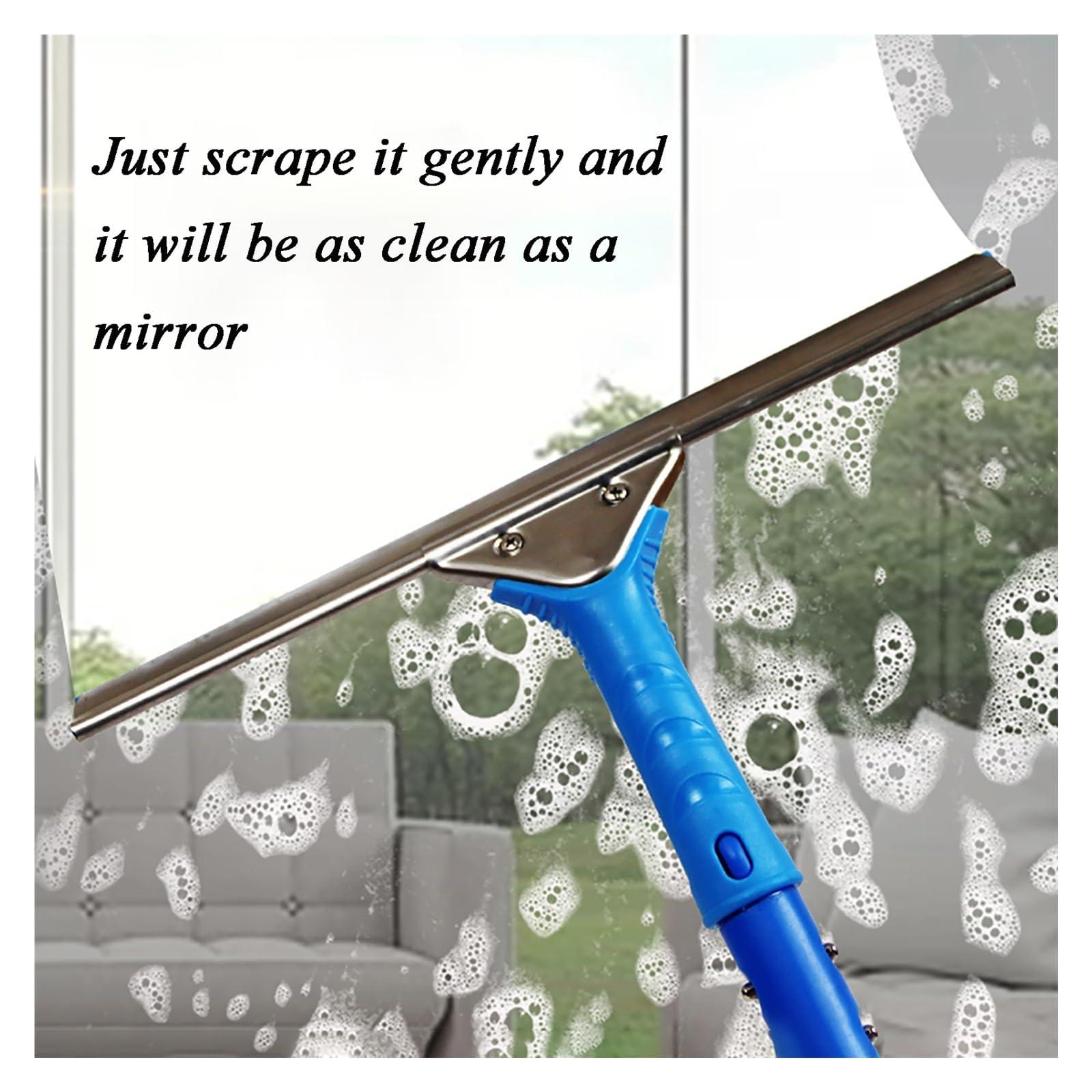 LONGWEISHOP Telescopic Window Cleaner with Squeegees, Reinforced Extension Pole, High Reach Window Cleaner Tool, Cleaning Kit with 1.2-12m Extension Pole(Docking Rod 5m)