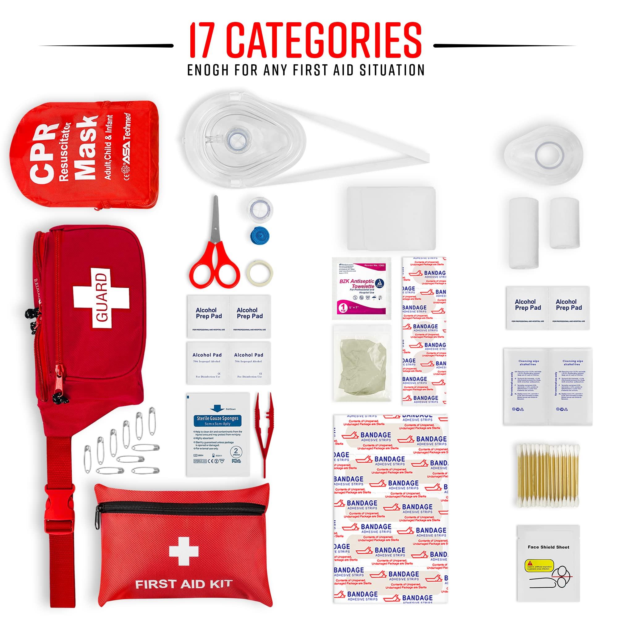 ASA TECHMED ASA TECHMED Lifeguard First Aid Kit - Includes Lifeguard Fanny Pack/Hip Pack, CPR Kit and 72-Piece First Aid Kit Red