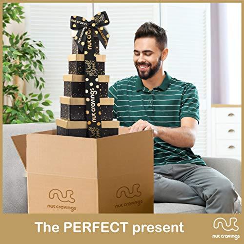 Nut Cravings NUT CRAVINGS Gourmet Collection - Get Well Soon Dried Fruit & Nuts Tower Gift Basket with Get Well Soon Ribbon (12 Assortments) Care Package Variety Tray, Kosher Snack Box