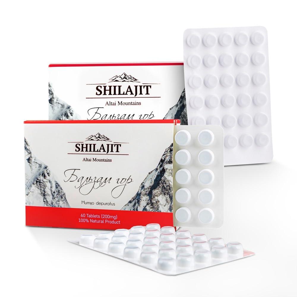 Siberian Green Altai Shilajit 120 Tablets Mountain Balsam Label - Original Altai Siberian 100% Pure Fulvic Acid and Trace Minerals