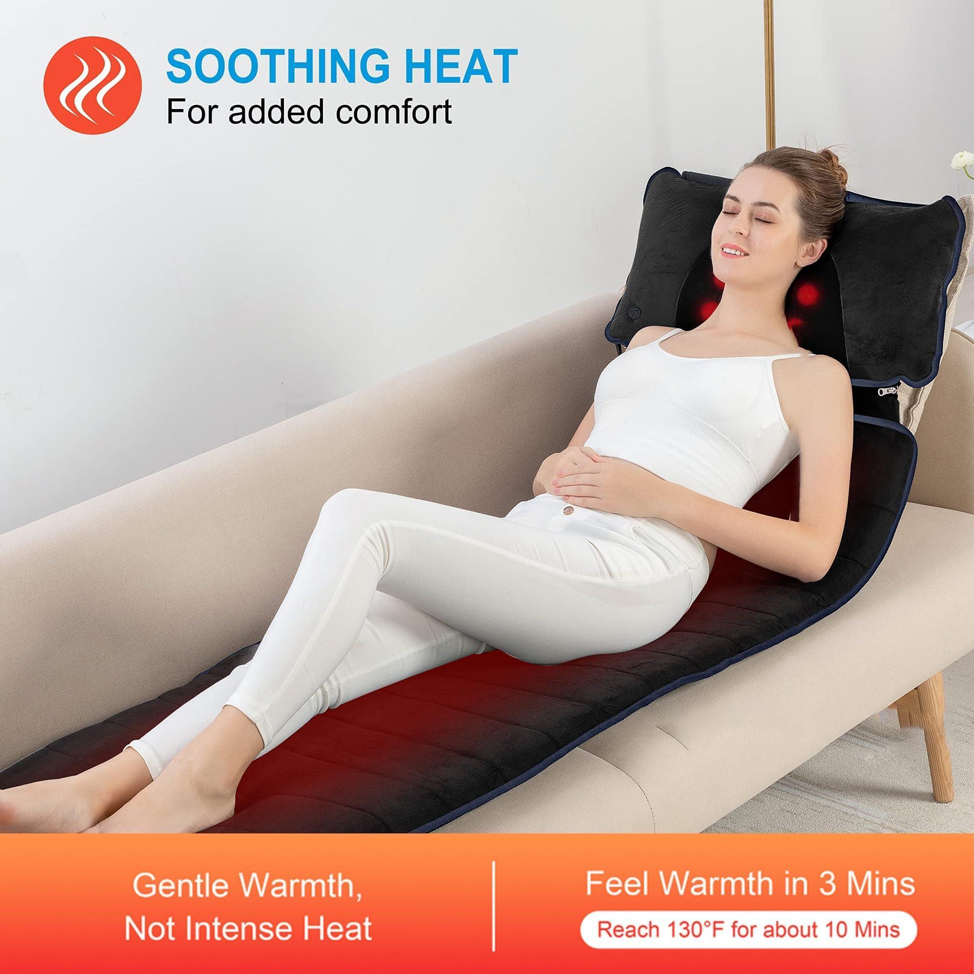 COMFIER COMFIER Full Body Massage Mat,10 Vibrating Motors Massage Pad with APP Control and Movable Shiatsu Neck Massage Pillow, 4 Heating Pads for Neck,Shoulders,Back Massager, Black