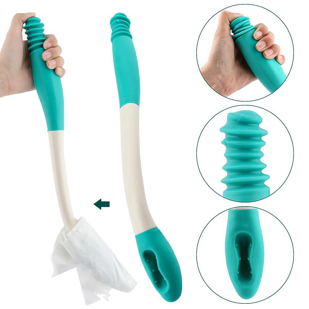 Zenquark Zenquark Toilet Aids Set for Wiping - Long Handle Butt Wiper for Elderly, Bottom Buddy Wiping Aid Bathroom Tools for Pregnant and Physically Challenged (4PCS Personal Hygiene Kit)(Blue)
