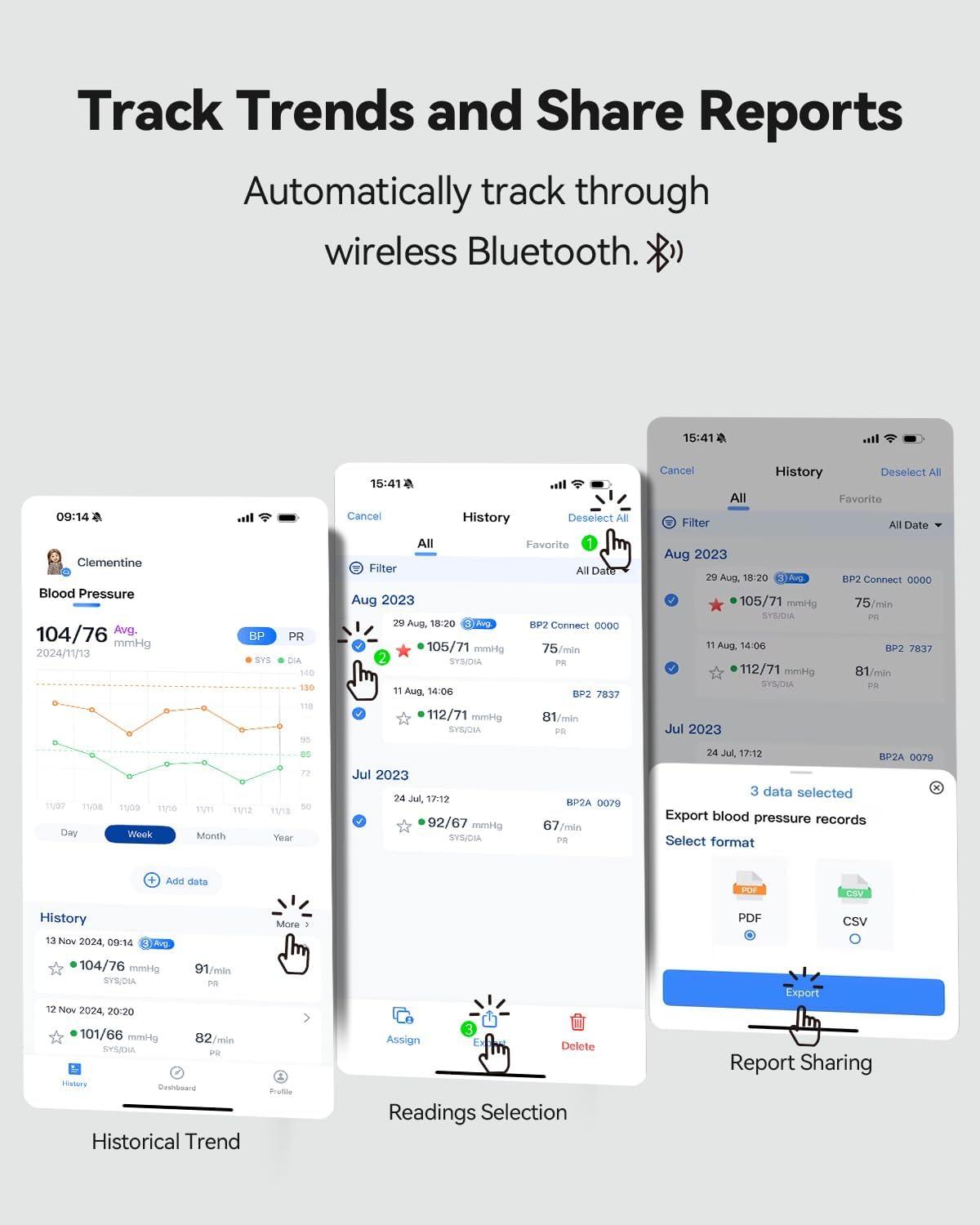 Checkme Checkme BP2A Blood Pressure Monitor for Home Use Upper Arm - Bluetooth BP Machine Cuff, Accurate Digital Readings in 30 Seconds, Unlimited Data Stored in App for iOS & Android, FSA/HSA Eligible