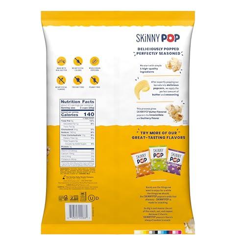 SkinnyPop SkinnyPop Butter Popcorn, Gluten Free, Non-GMO, Healthy Popcorn Snacks, Skinny Pop, 4.4oz Grocery Size Bag