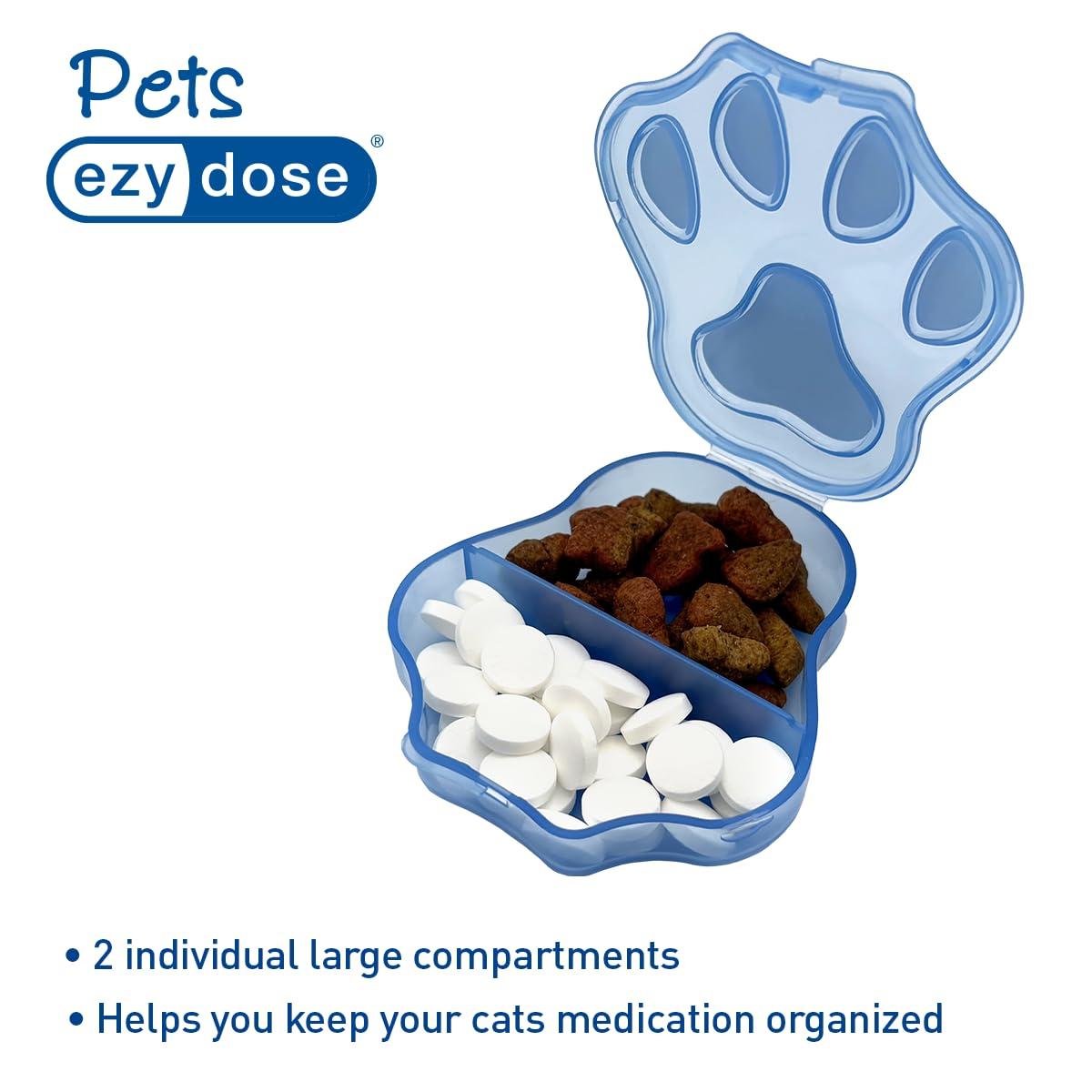 EZY DOSE EZY DOSE Dog Paw Print Pill Case, Medicine Planner, Vitamin Organizer Box, Weekly Dispenser for Daily Doses, 2 Individually Large Compartments, Convenient and Easy to Use, Pet Friendly, Blue, BPA Free