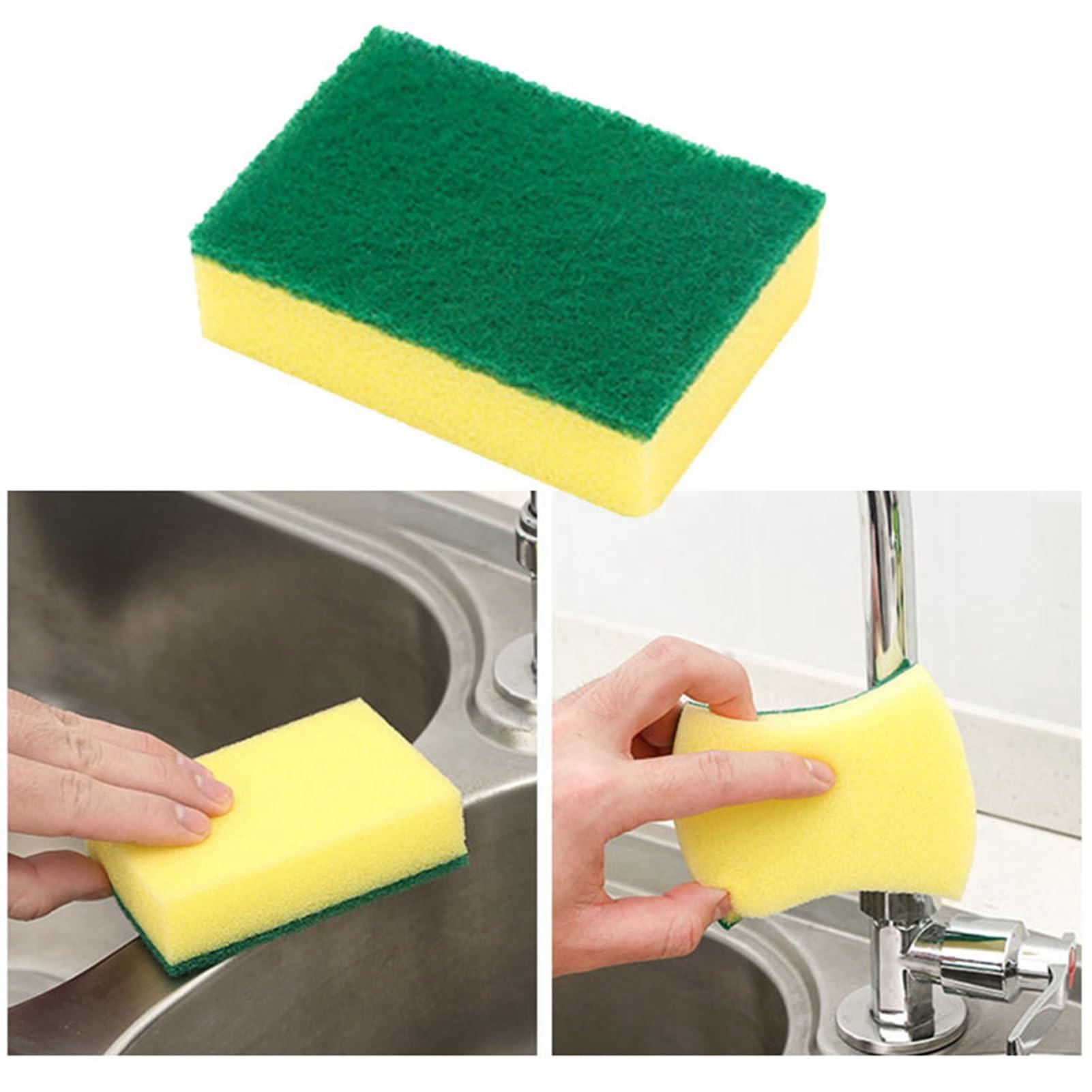 Gsycle 10PCS Dish Sponge, Double Face Kitchen Sponges Convenient Cleaning Sponges Dish Scrubber Sponge with Scouring Pad for Kitchen Bathroom
