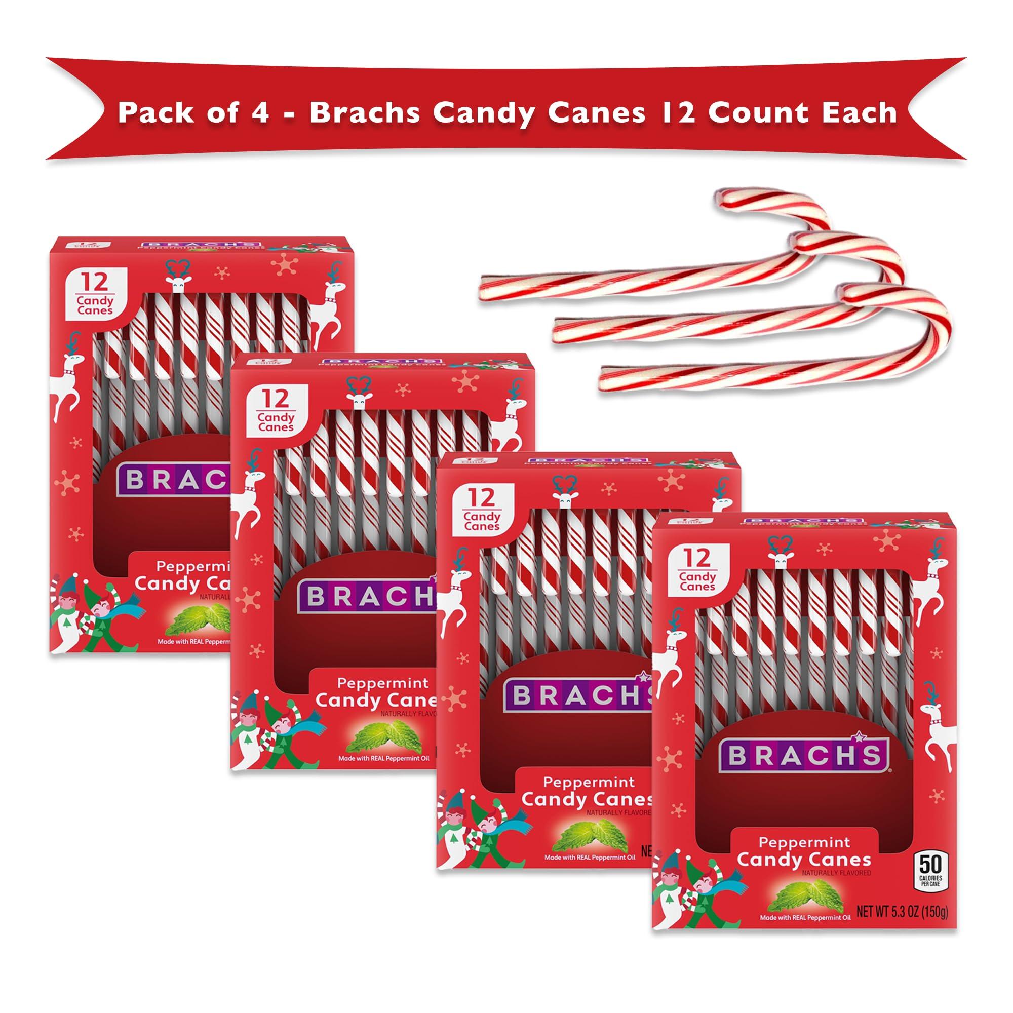 Snackivore Snackivore Brachs Peppermint Candy Canes Bulk 48 Pack of Candy Canes Individually Wrapped, Candy Cane, Christmas Candy Canes, Candycane, Holiday Candy Bulk (Set of 4 x 12 packs)