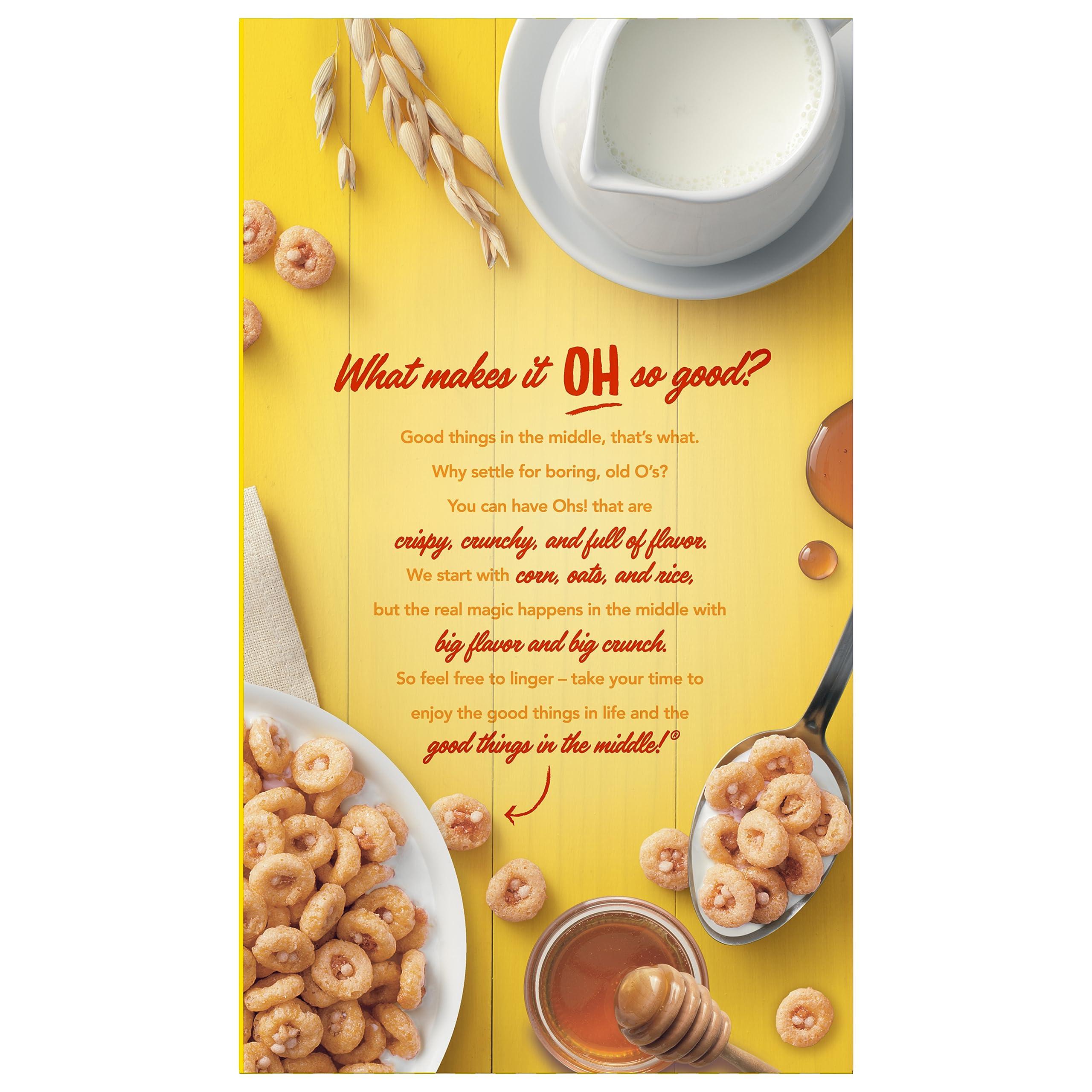 Honey Oh\'s Honey Ohs! Family Size Cereal, Crunchy Breakfast Cereal Os Made with Sweetened Corn, Oats and Rice, 20 OZ Box