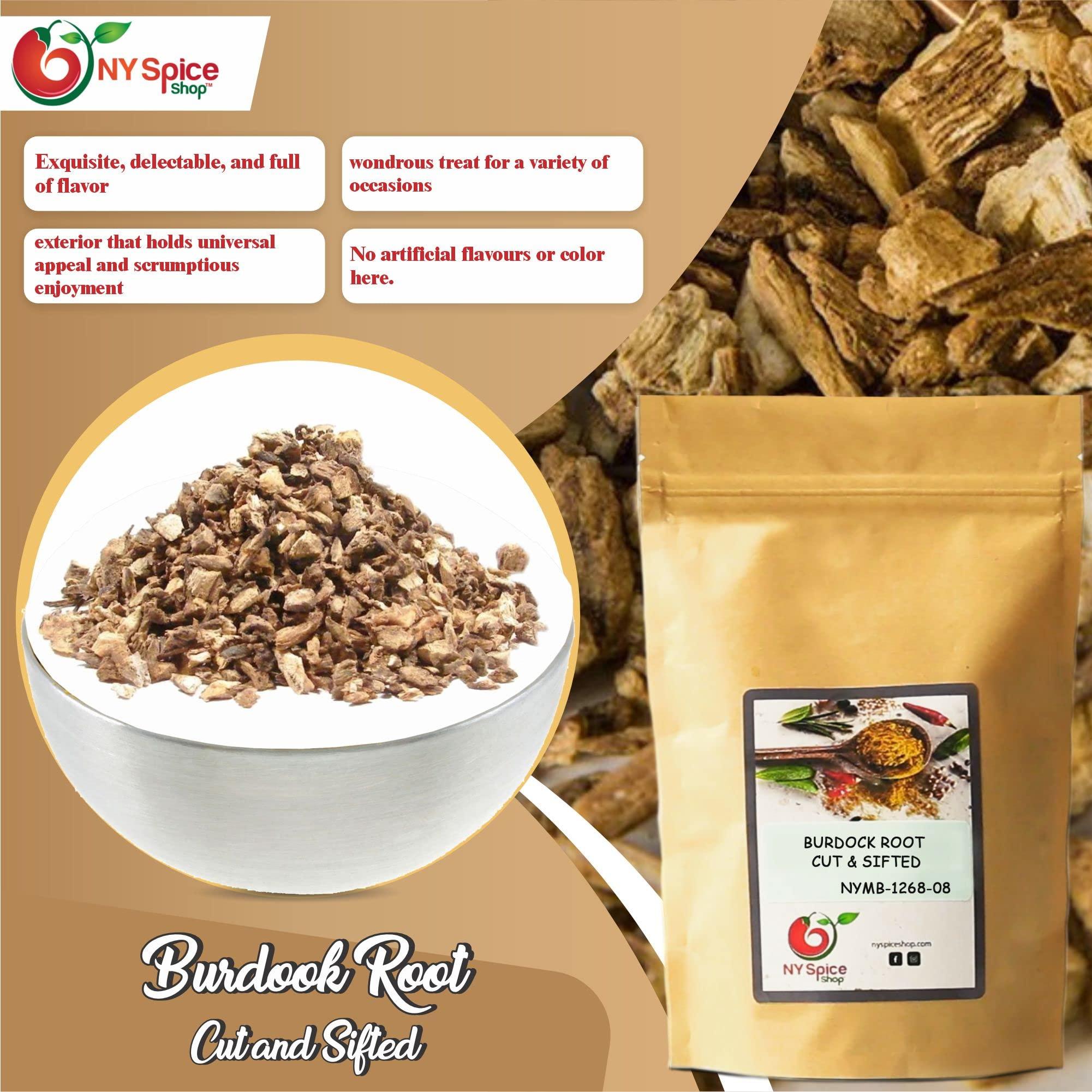 NY SPICE SHOP NY Spice Shop Dried Burdock Root Cut & Sifted - 8 Ounce Fresh Burdock Root for Burdock Root Herbal Tea - Burdock Root Extract - Herbal Burdock Root Herb - Burdock Roots - Arctium Lappa L. Roots