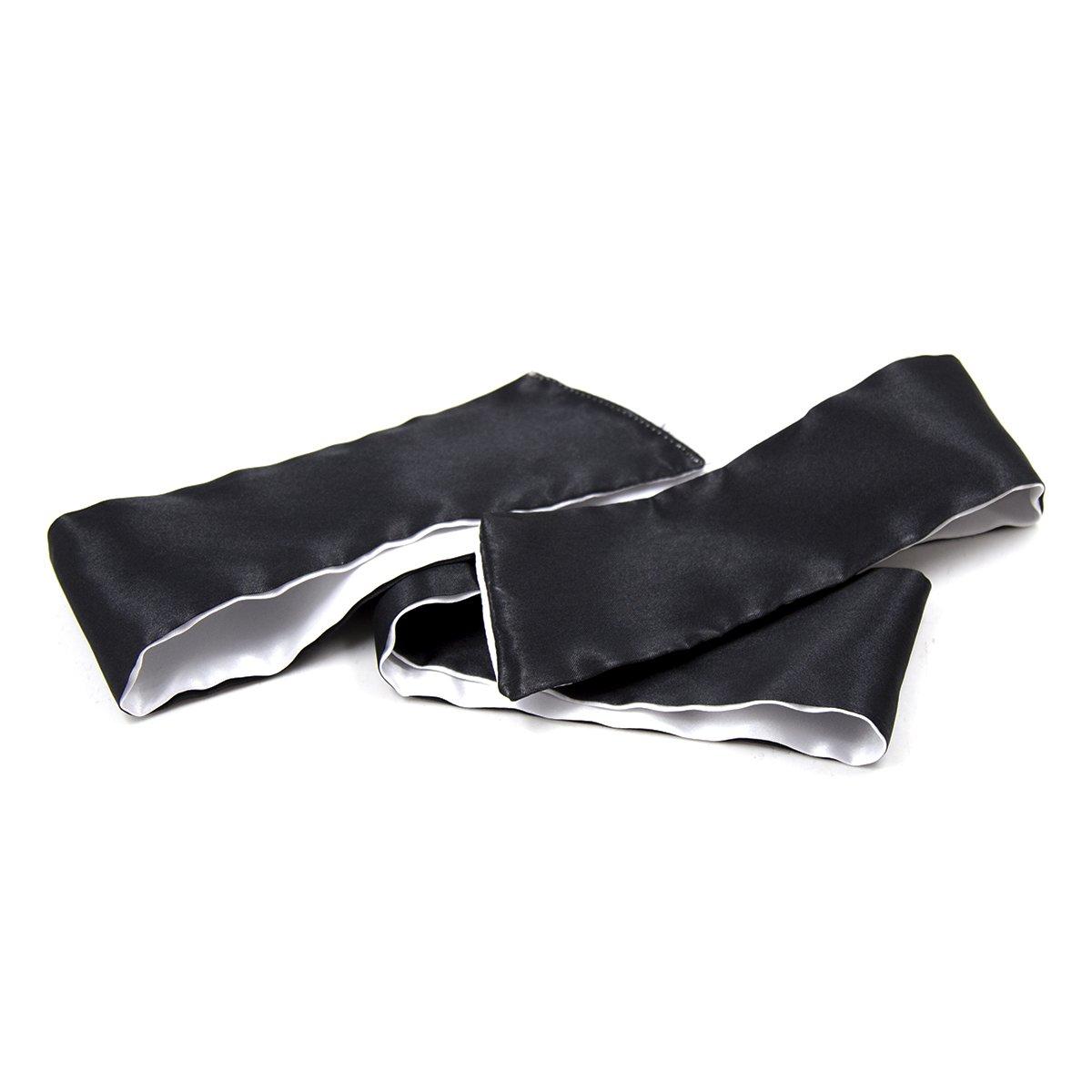 PASTOS Black Adult Blindfold Satin Eye Mask Adjustable Blindfold Soft Satin Sex Eye Covers Mask 59 Inch BDSM Mask