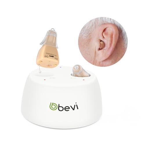 BEVI BEVI Rechargeable Hearing Aids for Adults Seniors, OTC Hearing Aids for Adults Seniors Rechargeable with Noise Cancelling, Invisible Hearing Aid Beige