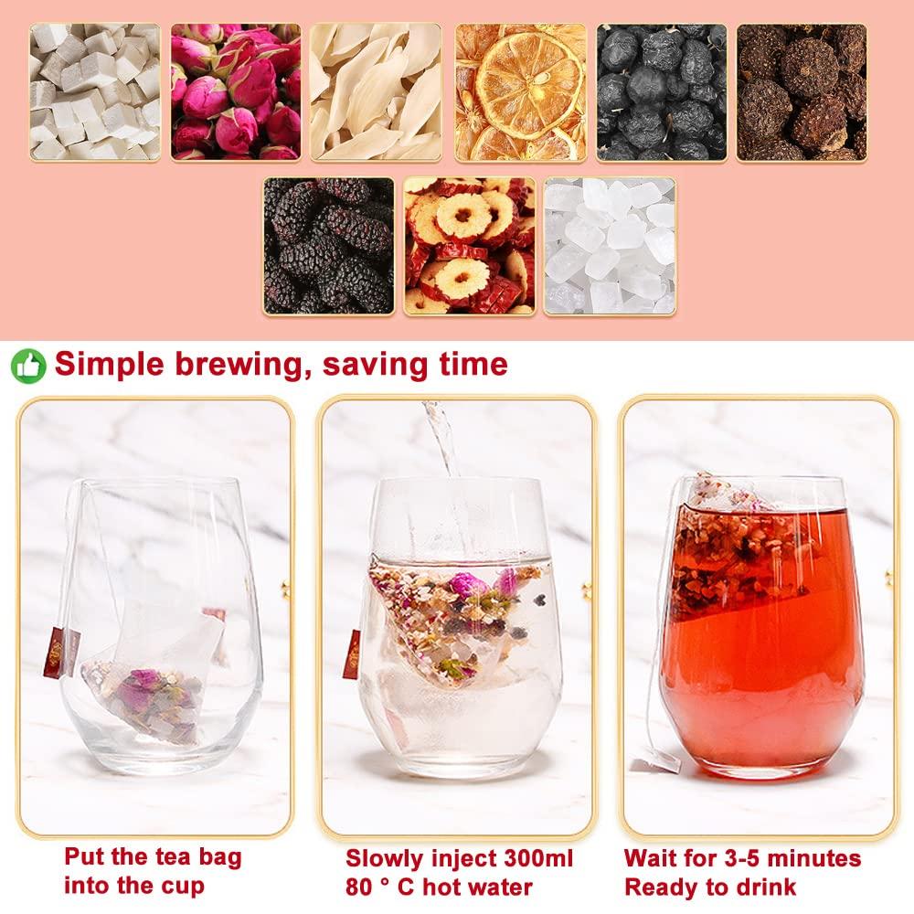 Plant Gift Plant Gift 25 Cups Mulberry Rose Prickly Pear Tea Bag ( SANG SHEN MEI GUI CI LI CHA) 8.81oz (10g*25bags/250g) Poria Cocos, Lily Natural Mixed Herbal Combination of Floral Tea