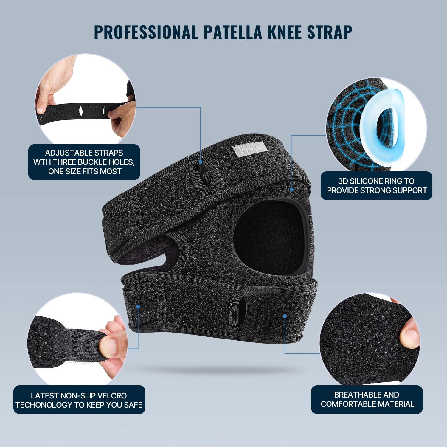 Fit Geno Fit Geno 1-Pack Patella Knee Brace for Knee Pain, Knee Compression Sleeve Knee Brace for Arthritis Pain and Support, Essential Workout Knee Guard Knee Pads for Women and Men,Small/Medium(Upper Knee:12-22 Inch)