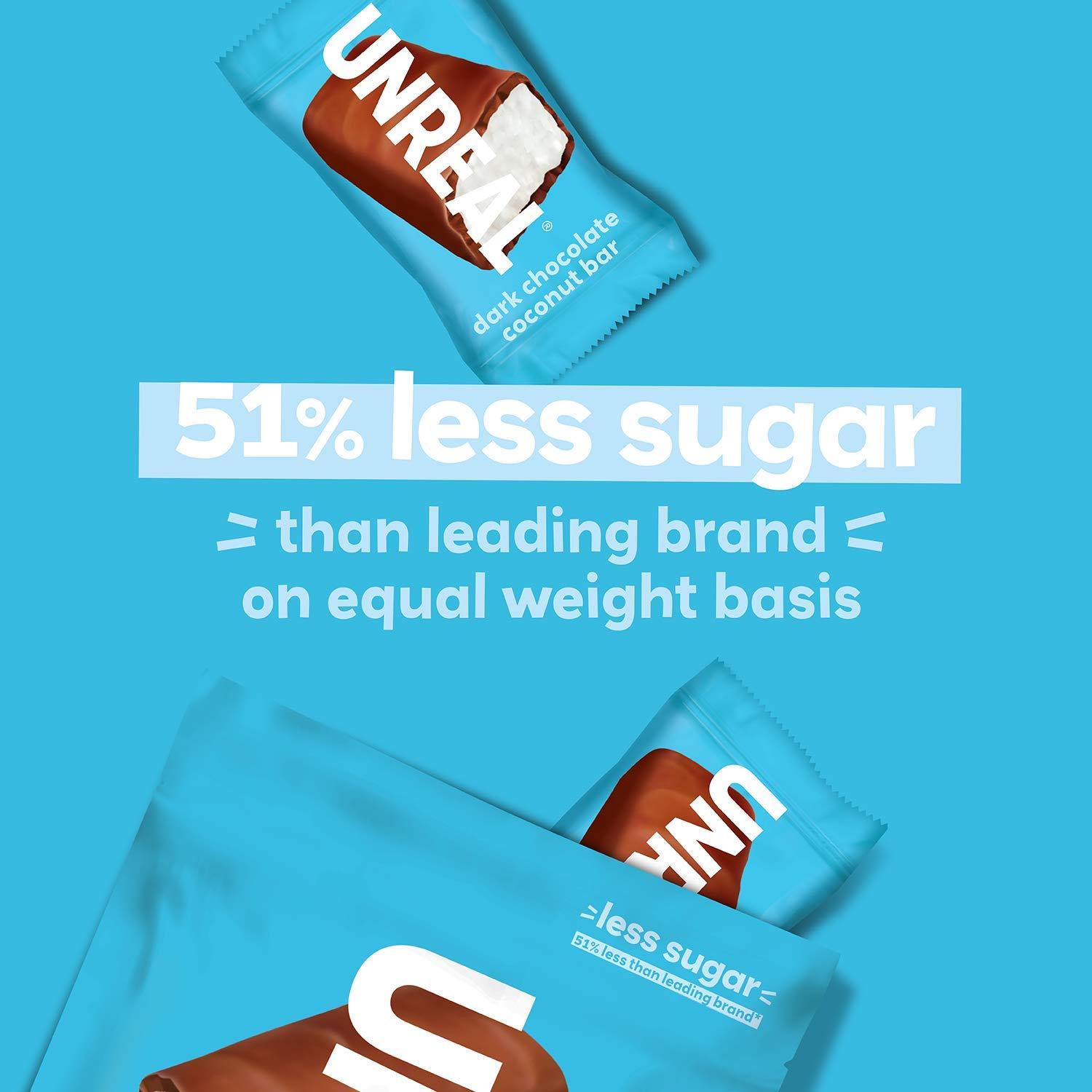 UNREAL UNREAL Dark Chocolate Coconut Bars (Value Size Bag) | Vegan, 3g Sugar, & 3 Simple Ingredients | Non-GMO, Gluten Free, & Fair Trade | 9.5oz