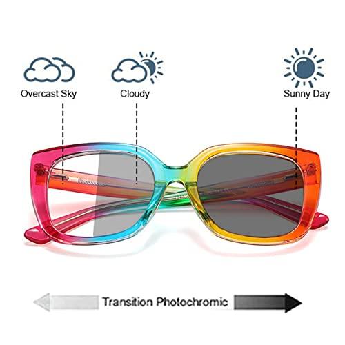 willochra Transition Photochromic Bifocal Reading Glasses For Women Cat Eye Sunglasses Readers computer reading far and near Anti UV (rainbow, 2.5, multiplier_x)