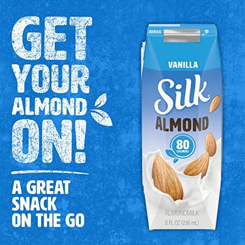 Silk Silk Shelf-Stable Almond Milk Singles, Vanilla, Dairy-Free, Vegan, Non-GMO Project Verified, 8 Oz, 6 Pack (Pack of 18)