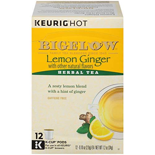 Bigelow Tea Bigelow Lemon Ginger Herbal Tea Keurig K-Cups, Caffeine Free Herbal Tea, 12 Count Box