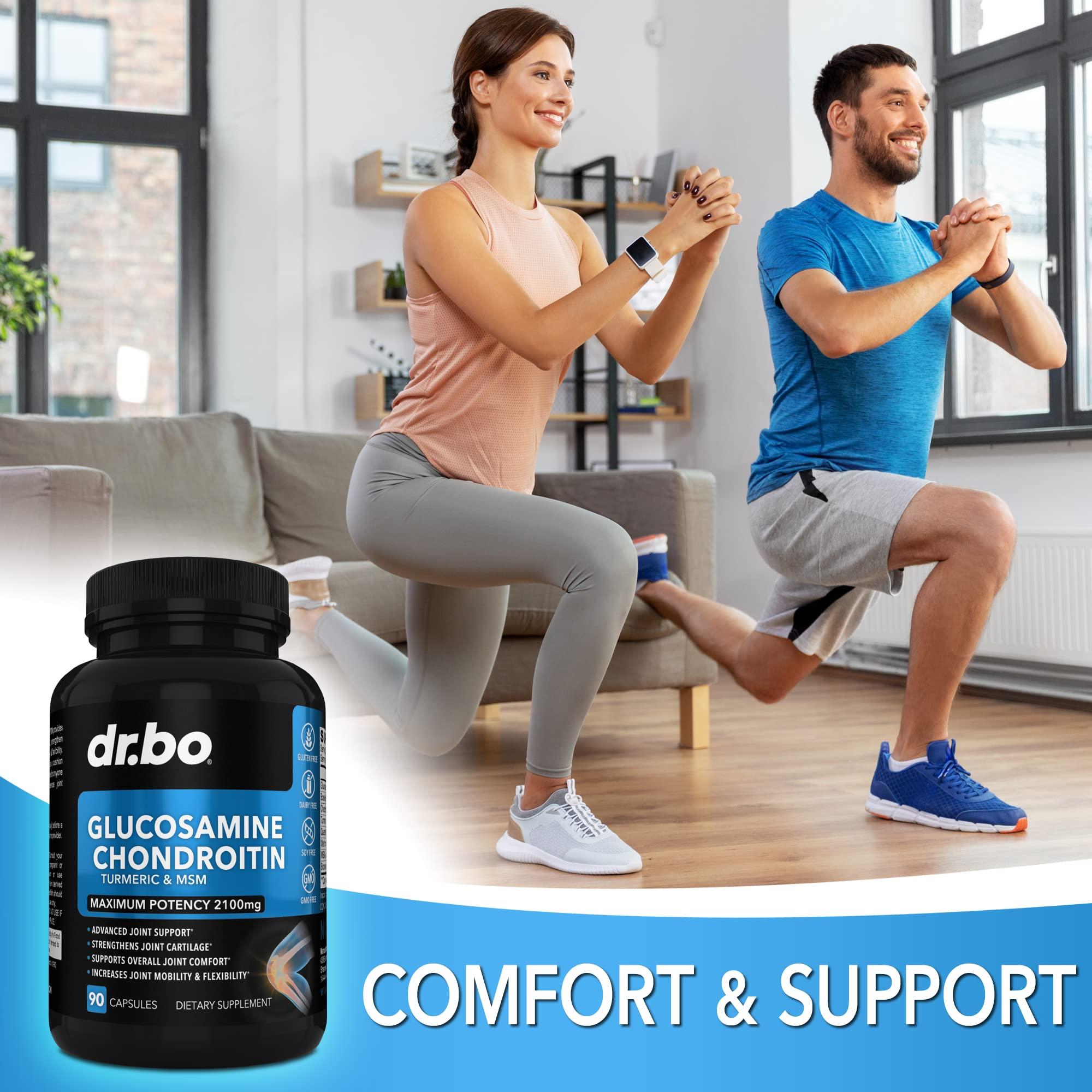 DR. BO Glucosamine Chondroitin MSM Turmeric & Tart Cherry - Joint Health Supplement Knee Bone & Joints, Purge Uric Acid Cleanse Flush Antioxidant Pills - Joint Support Pills & Tart Cherry Extract Capsules