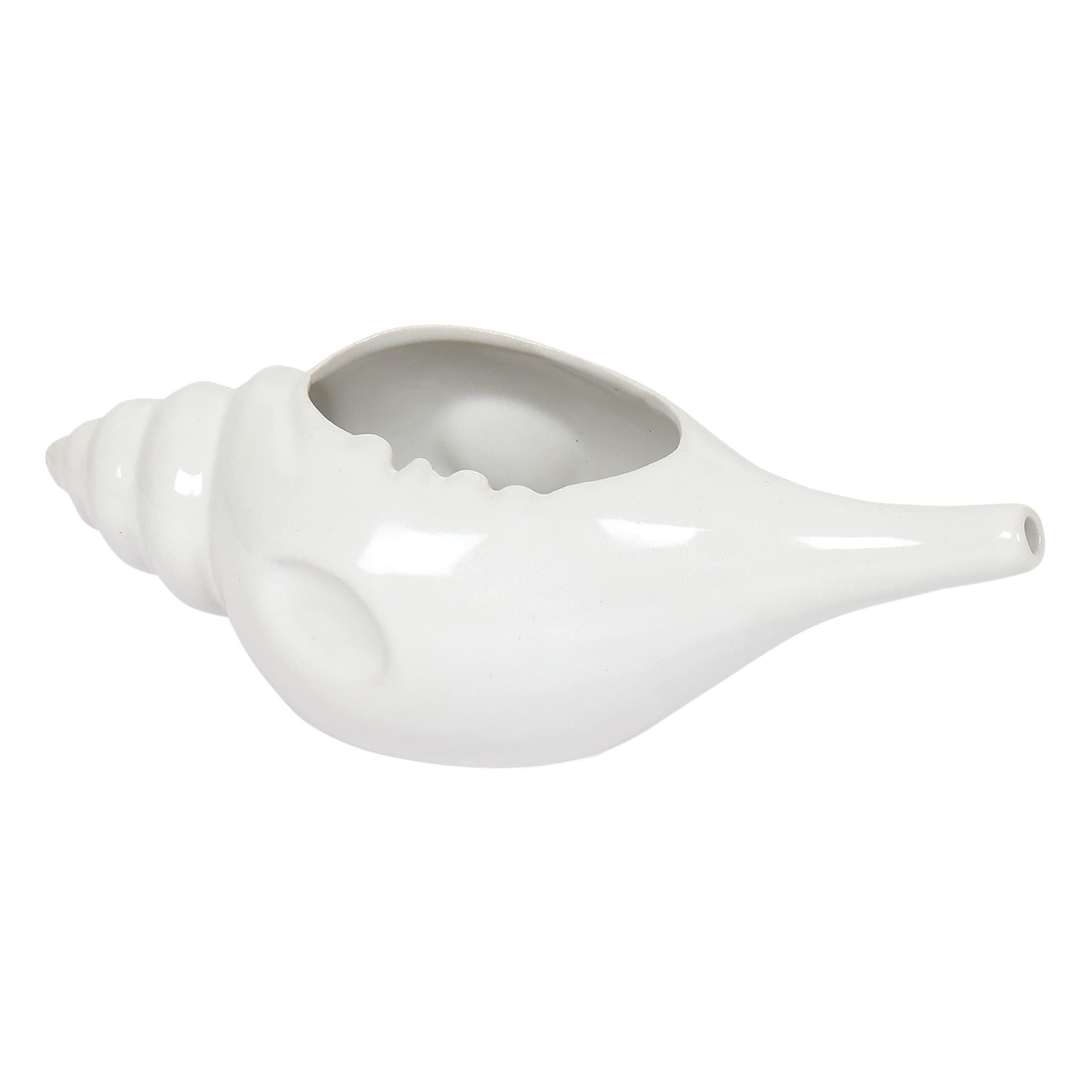 Qimacplus Qimacplus Leak Proof Durable Ceramic Neti Pot Non-Metallic & Comfortable Grip with 10 Sachet Neti Salt | Microwave and Dishwasher Friendly Natural Treatment for Sinus and Congestion (White)