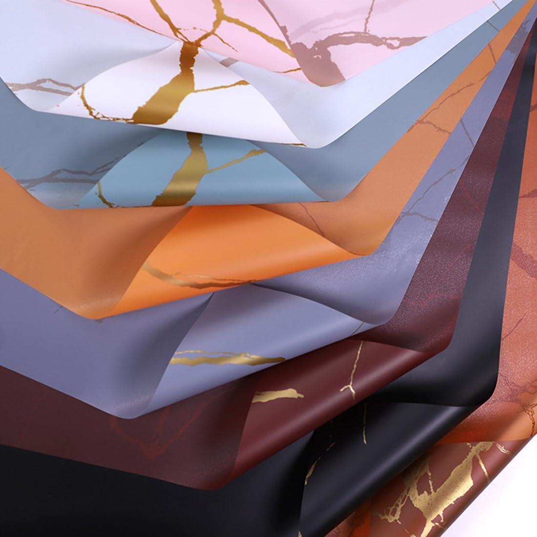 PURZEN PURZEN Wrapping Paper Bulk, Nosa Paper, Gold Marbled Paper, Flower Wrapping Paper, Floral Bouquet Packaging Materials, 60X60cm,Orange,100 Sheets