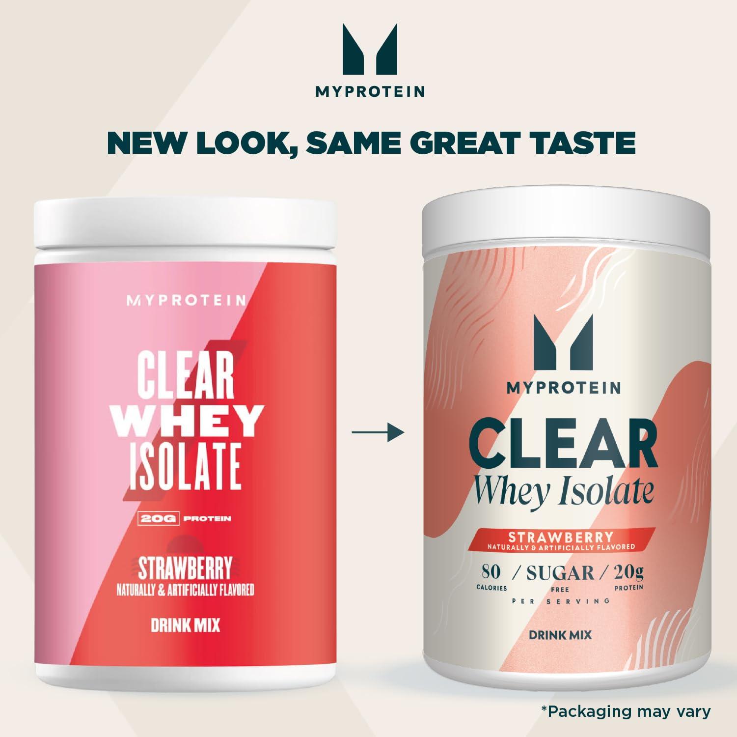 Myprotein Myprotein Clear Whey Isolate Protein Powder, 1.1 Lb (20 Servings) Strawberry, 20g Protein per Serving, Naturally Flavored Drink Mix