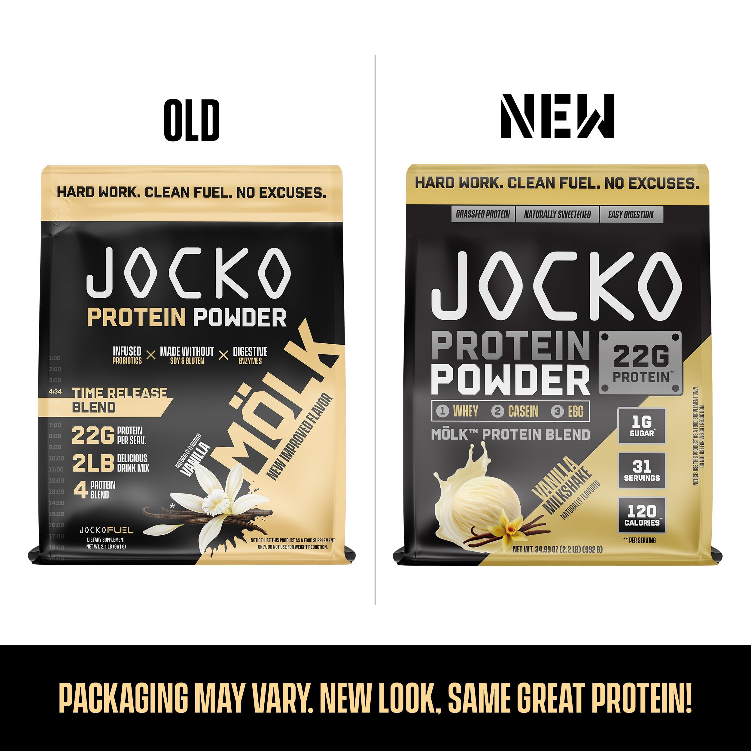 Jocko Fuel Jocko Mlk Whey Protein Powder 22g Protein - Low Sugar Monk Fruit Blend - Muscle Recovery & Growth, Packaging May Vary (31 Servings, Vanilla Milkshake)