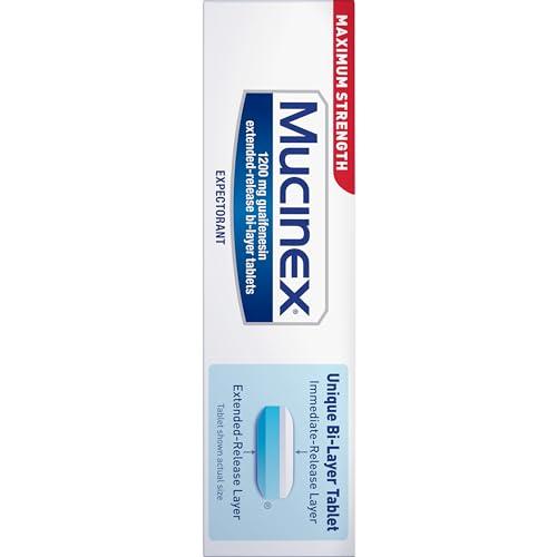 Mucinex Mucinex 12 Hour Maximum Strength 1200 mg Guaifenesin Extended-Release Tablets for Excess Mucus Relief, Expectorant Aids Excess Mucus Removal, Chest Congestion Relief, 42 Tablets