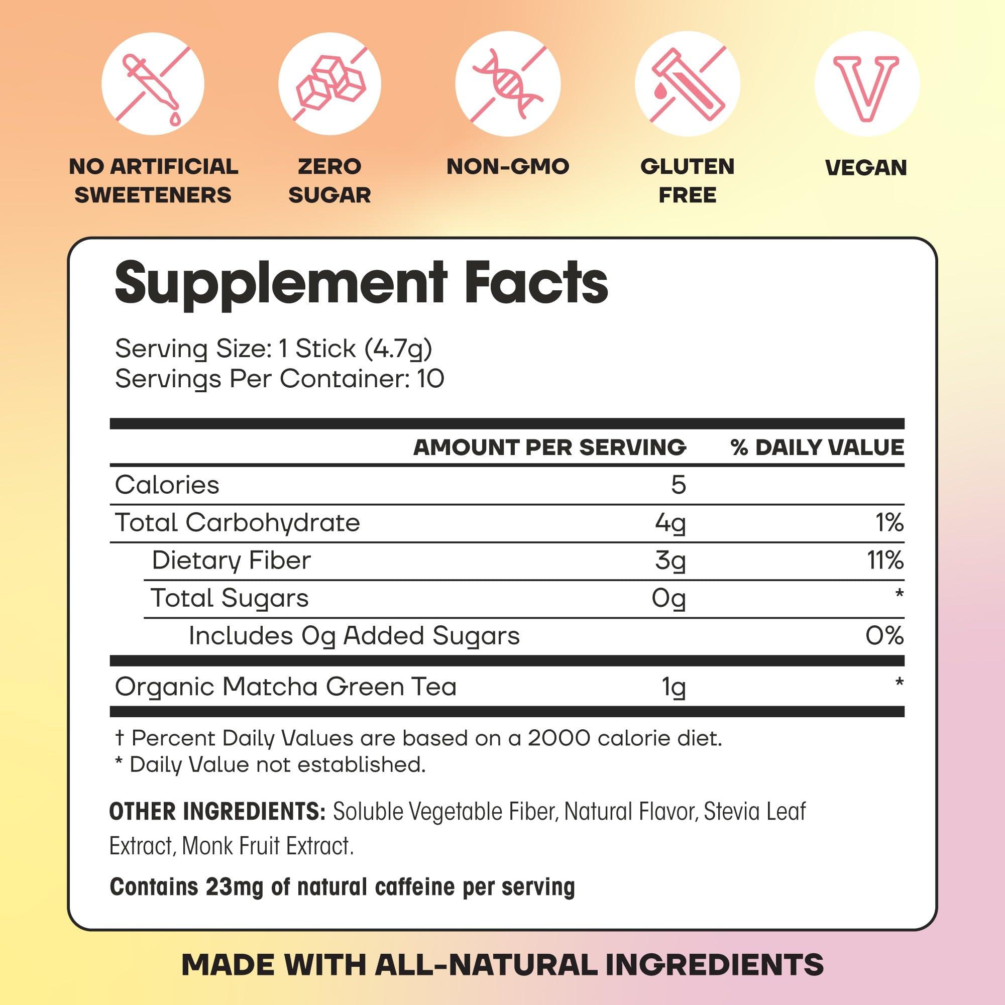 Fit & Lean Fit & Lean Matcha Amore Iced Tea, Fruit-Inspired Naturally Flavored Organic Ceremonial Grade Matcha Green Tea, Prebiotic Fiber, L-Theanine, Naturally Sweetened, NON-GMO, Zero Sugar, Raspberry Iced Tea, 10 Stick Packs