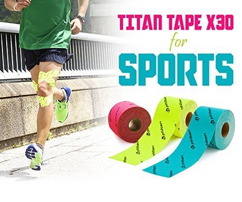 Phiten Phiten X30 Titanium Power Tape - Water-Resistant Kinesiology Tape for Muscle, Knee, Shoulder and Joint Support - Professional Sports Therapeutic Athletic Kinesio Tape - Turquoise, 2” x 14.7’