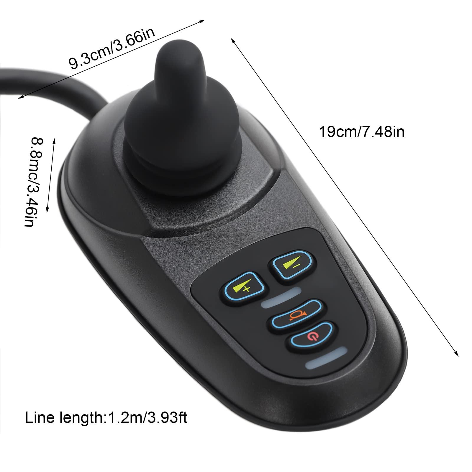 MaldHau Wheelchair Joystick Controller, 24V DC Electric Wheelchair Joystick Controller with Remote Control Brush Motor, 4 Keys Universal Electric Wheelchairs Mobility Accessory