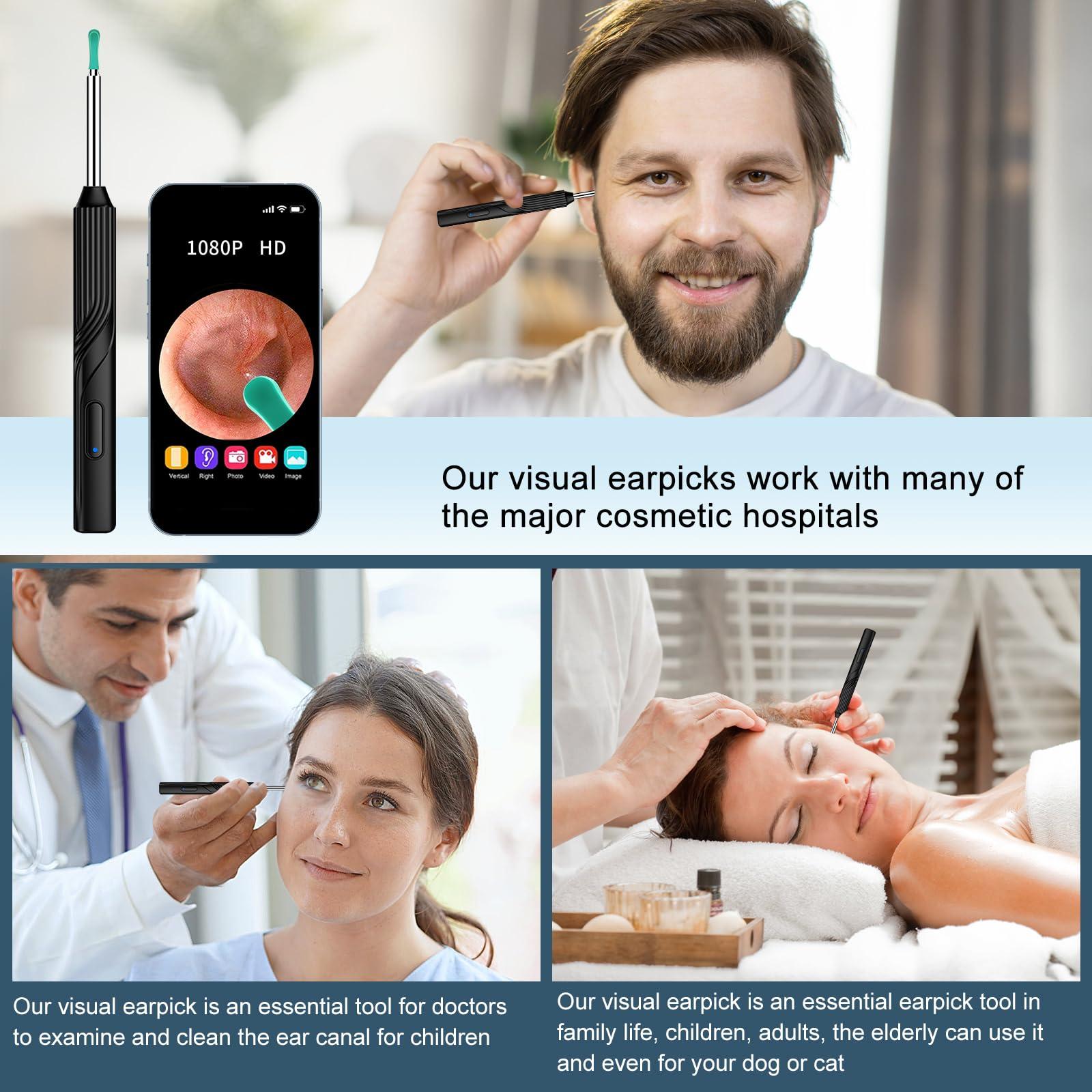 Mapleboom Pro Ear Wax Removal,Soft Silicone Ear Scoop for Ear Cleaning, Ear Cleaner with 1080P HD Otoscope Camera and Light Plus 6Pcs Ear Set for All iPhone and Android Phones.