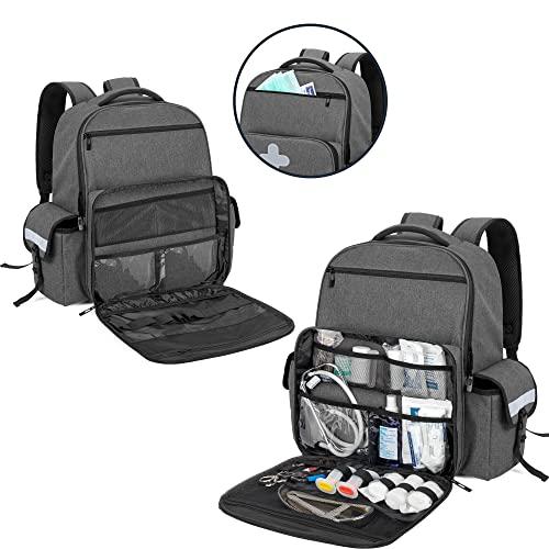 CURMIO CURMIO Emergency Medical Backpack Empty, First Responder EMT Bag for EMS, Camping, Hiking, Home Health, Field Trips, Gray (Bag Only, Patented Design)