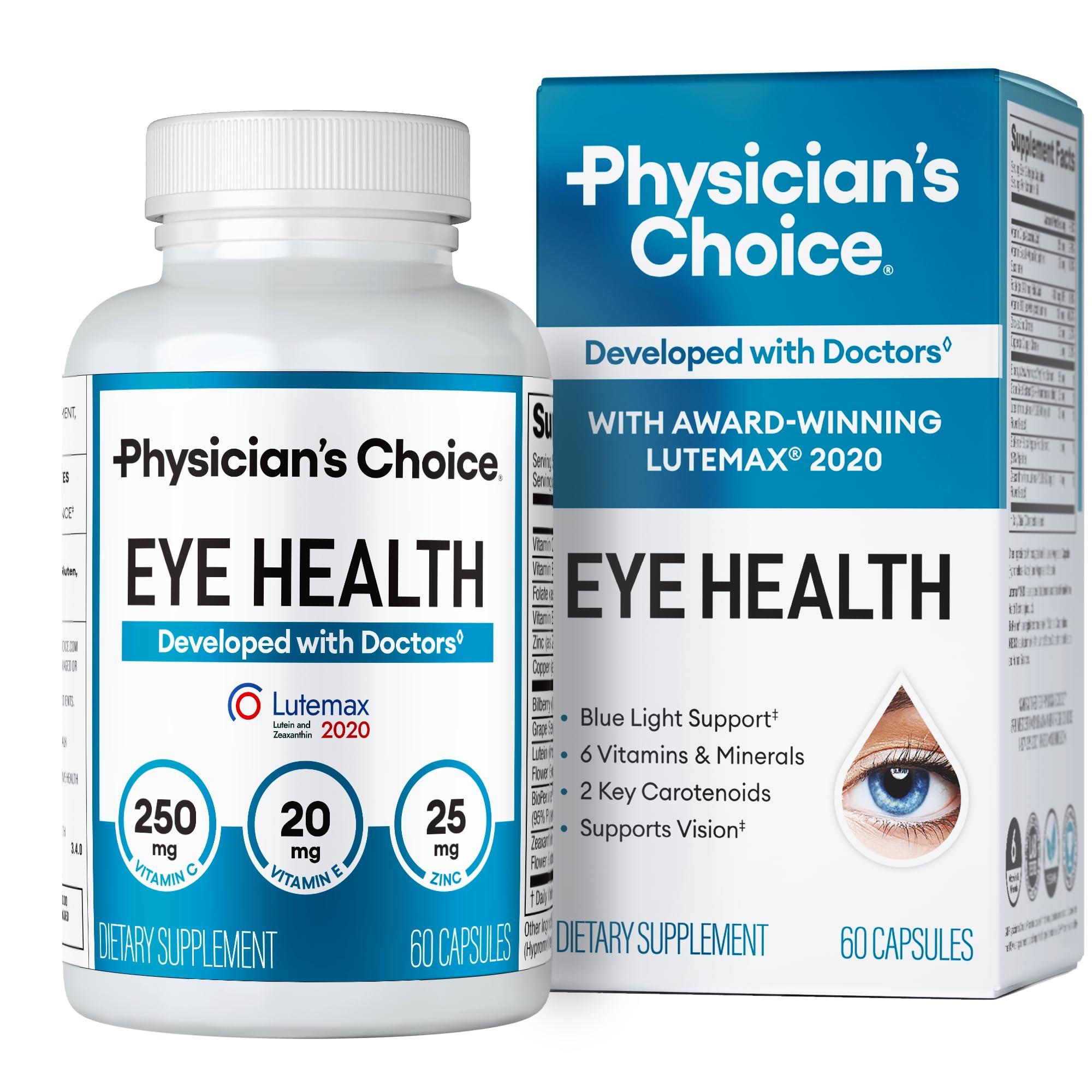Physician's CHOICE Areds 2 Eye Vitamins - Lutein, Zeaxanthin & Bilberry Extract - Supports Eye Strain, Dry Eyes, and Vision Health - 2 Award-Winning Clinically Proven Eye Vitamin Ingredients - Carotenoid Blend