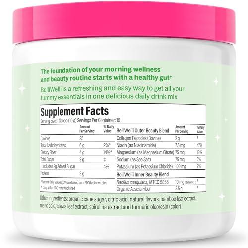 Belli Welli Belli Welli Daily Fiber Supplement with Added Collagen, Probiotics and Electrolytes | Supports Digestive Health and Regularity | Cucumber Lime Cooler | 16 Servings