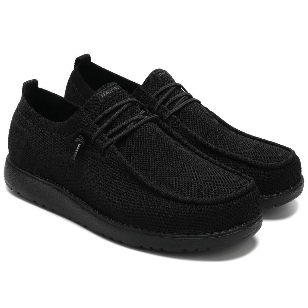 1TAZERO 1TAZERO Extra Wide Shoes for Men - Wide Width 4E Slip on Diabetic Max Shoes with Arch Support Plantar Fasciitis Loafers Casual for Swollen Feet (Black 12.5)