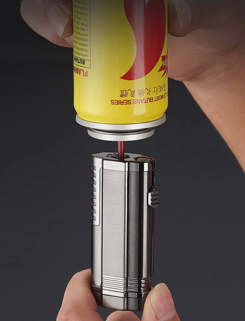 Malisseladi Torch Lighter Triple Jet Flame Refillable Butane Cigar Lighter with Cigar Punch,Adjustable Jet Flame Lighters Windproof Lighter Cigar Ignition for Grill BBQ Camping,Without Gas (Black)