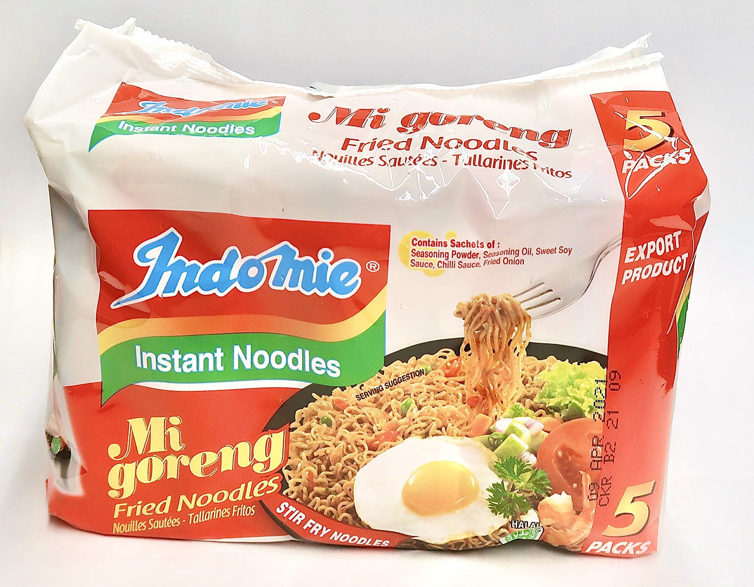 Indomie Indomie Mi Goreng Instant Stir Fry Noodles, Halal Certified, Original Flavor (Pack of 5)