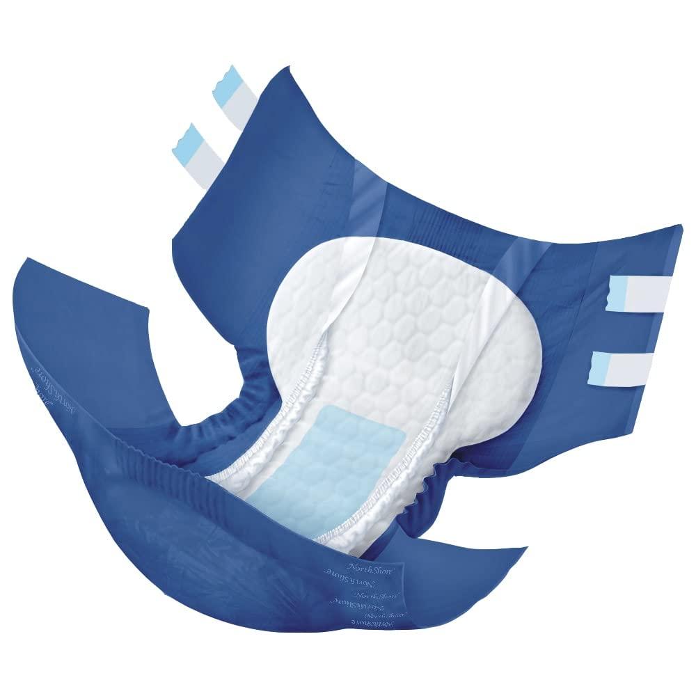 NorthShore NorthShore MegaMax Adult Overnight Diapers, 12-Hour Tab-Style, X-Large, 40 Count Case, Blue, 50-60 inches, Unisex Incontinence Underwear