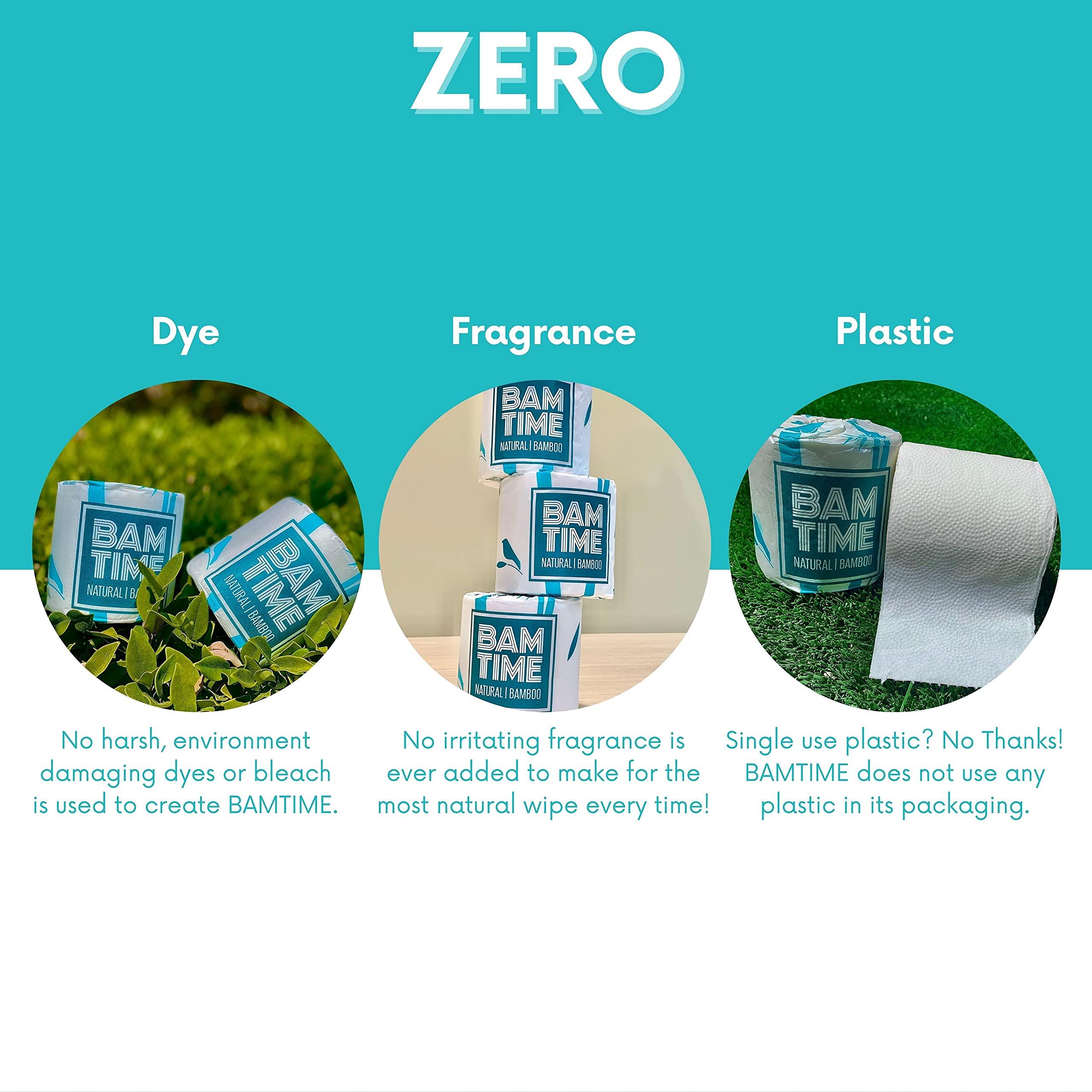 BAMTIME Toilet Paper, 100% 3ply Bamboo Toilet Paper, 24 Rolls, 300 sheets, 7200 Count, pack of 24, plastic free, Tree free, Biodegradable