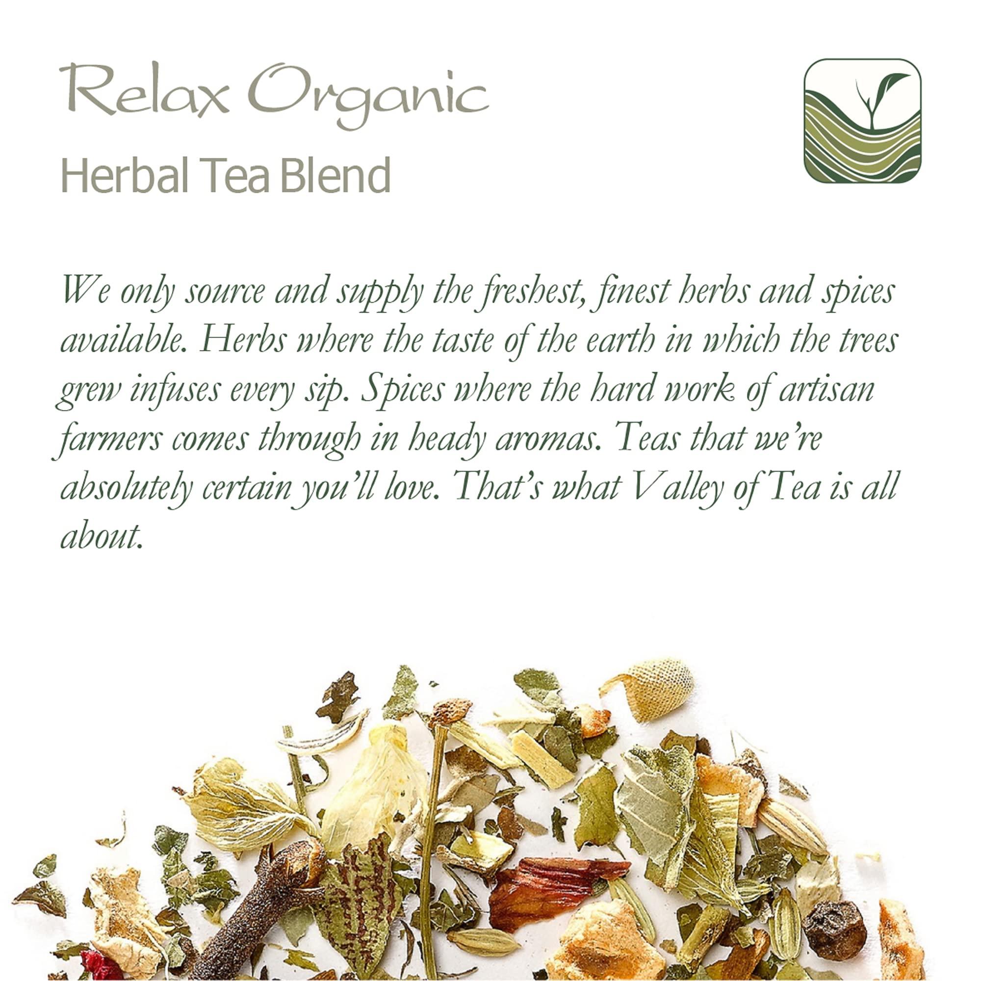 Valley of Tea Relaxing Organic Tea Chamomile Blend - Soothes Anxiety and Relieves Stress - Relaxing the Nerves - Calming Camomille Loose Leaf Blend - Camomille Teas Camameal Tea Camimile Camomile Herb 100g